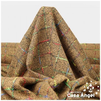 TELA CHANEL TOSTADO DE CUADROS FINOS MULTICOLOR 145cm