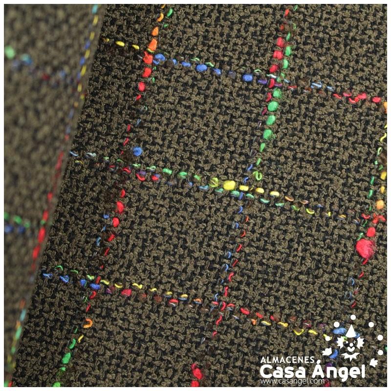 TELA CHANEL MARRÓN DE CUADROS FINOS MULTICOLOR 145cm