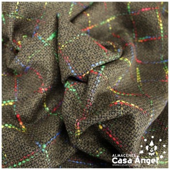 TELA CHANEL MARRÓN DE CUADROS FINOS MULTICOLOR 145cm