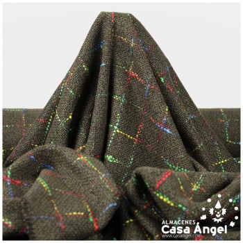 TELA CHANEL MARRÓN DE CUADROS FINOS MULTICOLOR 145cm