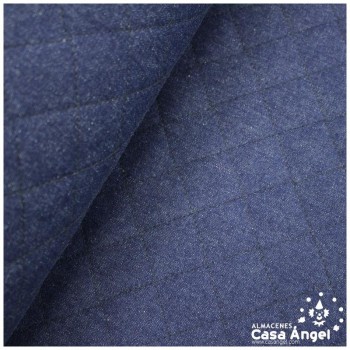 TEJIDO VAQUERO AZUL ÍNDIGO ACOLCHADO ROMBOS 150cm