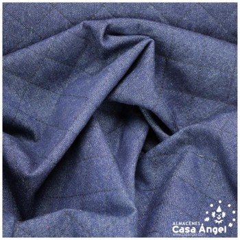 TEJIDO VAQUERO AZUL ÍNDIGO ACOLCHADO ROMBOS 150cm