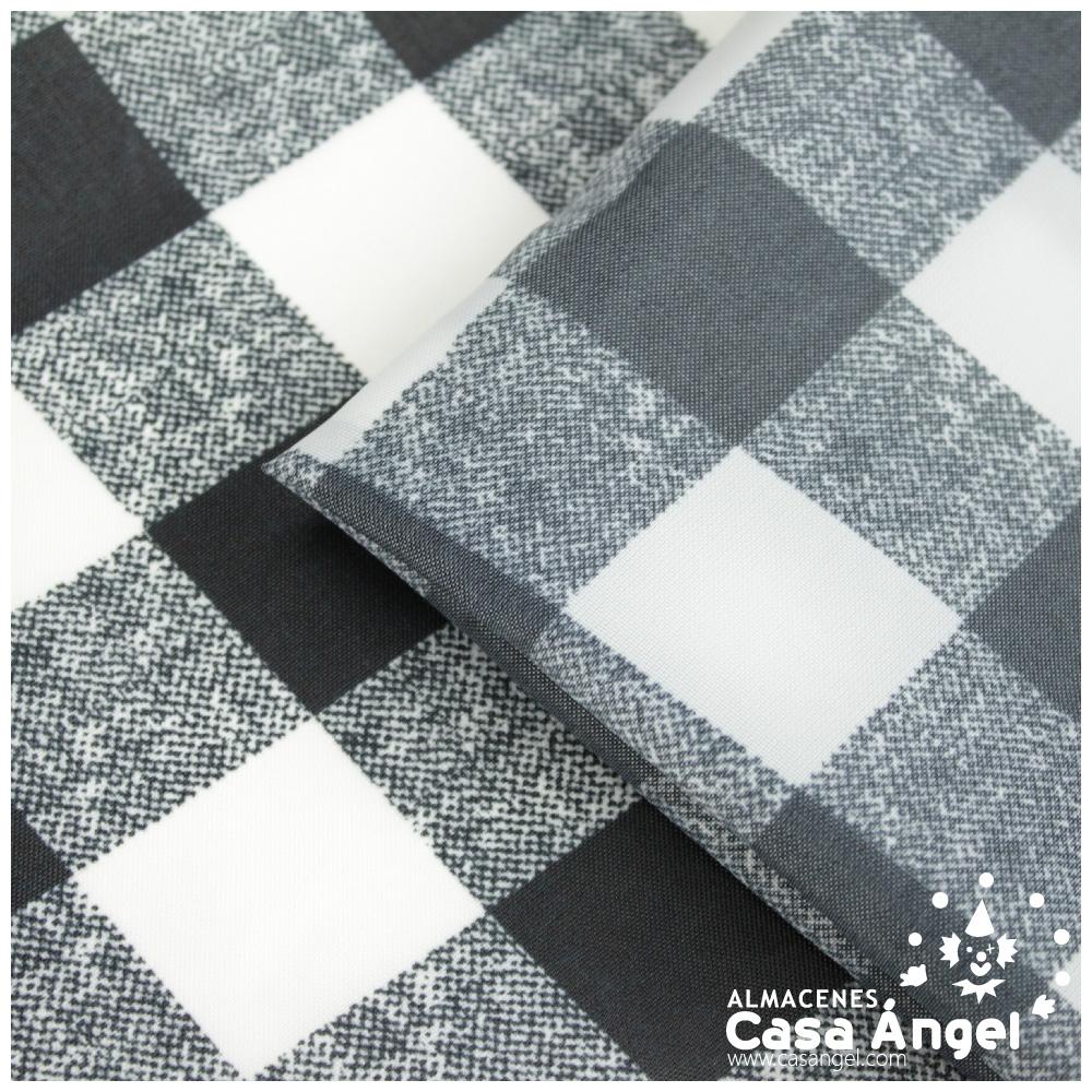 TEJIDO NYLON ANTIMANCHAS VICHY NEGRO Y BLANCO 150cm