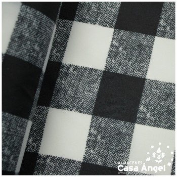 TEJIDO NYLON ANTIMANCHAS VICHY NEGRO Y BLANCO 150cm