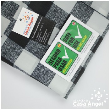 TEJIDO NYLON ANTIMANCHAS VICHY NEGRO Y BLANCO 150cm