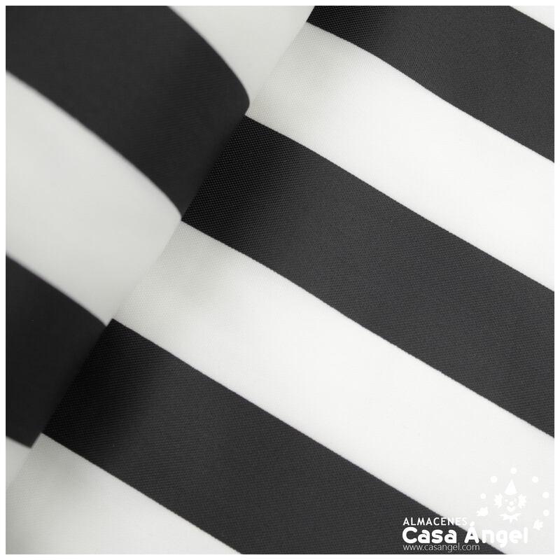 TEJIDO NYLON ANTIMANCHAS A RAYAS NEGRO Y BLANCO 150cm