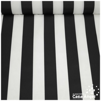 TEJIDO NYLON ANTIMANCHAS A RAYAS NEGRO Y BLANCO 150cm