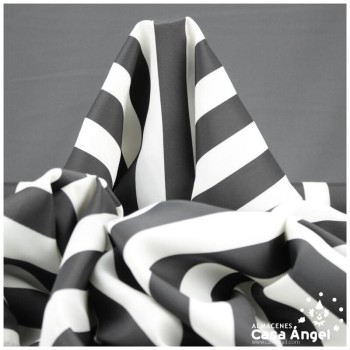 TEJIDO NYLON ANTIMANCHAS A RAYAS NEGRO Y BLANCO 150cm