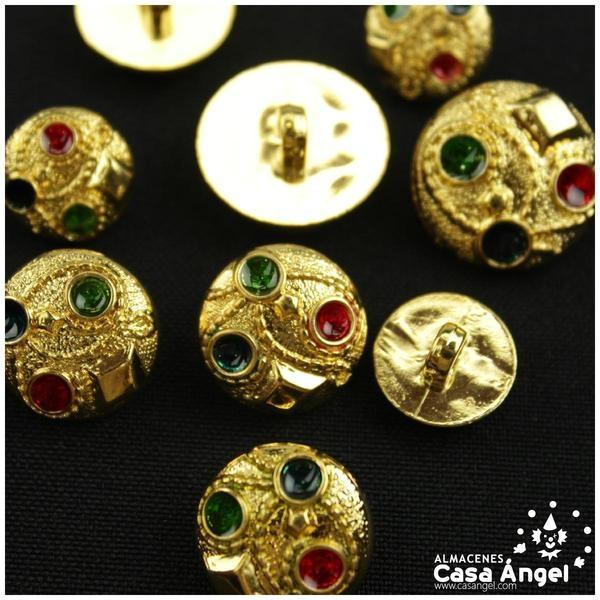 BOTÓN DORADO RÚSTICO CON SÍMIL DE PIEDRA PRECIOSA BOLSA 10uds