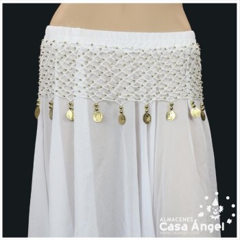 FALDA MONEDAS BAILE ÁRABE COLOR BLANCO