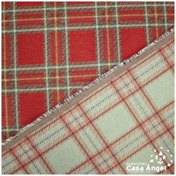GOBELINO DE TAPICERÍA JACQUARD A CUADROS TARTÁN ROJO SERIE ABETO 280cm