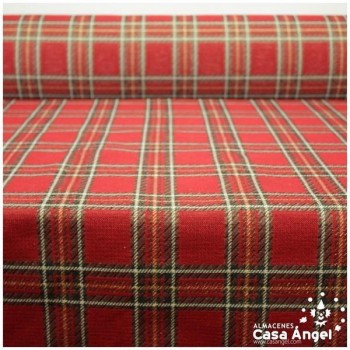 GOBELINO DE TAPICERÍA JACQUARD A CUADROS TARTÁN ROJO SERIE ABETO 280cm