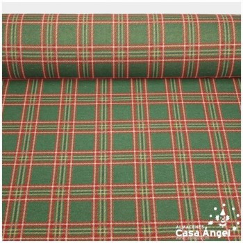 GOBELINO DE TAPICERÍA JACQUARD A CUADROS TARTÁN VERDE SERIE ABETO 280cm