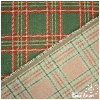 GOBELINO DE TAPICERÍA JACQUARD A CUADROS TARTÁN VERDE SERIE ABETO 280cm