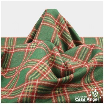 GOBELINO DE TAPICERÍA JACQUARD A CUADROS TARTÁN VERDE SERIE ABETO 280cm