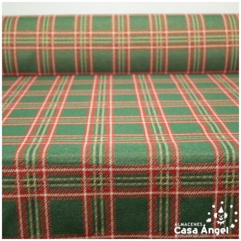 GOBELINO DE TAPICERÍA JACQUARD A CUADROS TARTÁN VERDE SERIE ABETO 280cm