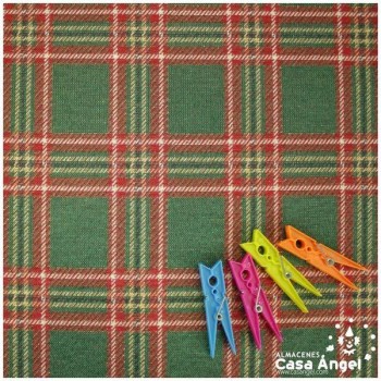 GOBELINO DE TAPICERÍA JACQUARD A CUADROS TARTÁN VERDE SERIE ABETO 280cm