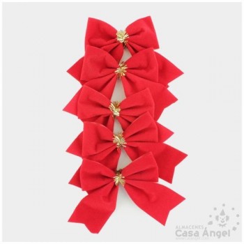 LAZOS DE TERCIOPELO ROJO 5cm SET 5 UNIDADES