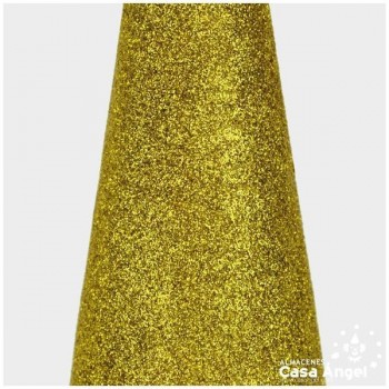 VELA CONO CON BRILLANTINA DORADA 20cm