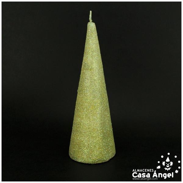 VELA CONO CON BRILLANTINA BLANCA IRIS 20cm