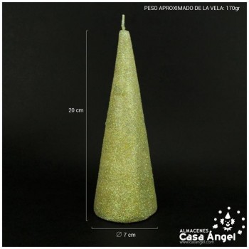 VELA CONO CON BRILLANTINA BLANCA IRIS 20cm