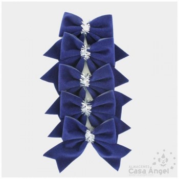 LAZOS DE TERCIOPELO AZUL 5cm SET DE 5 UNIDADES