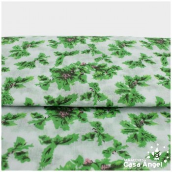 MANTEL ALGODÓN DE FLORES VERDES 160cm