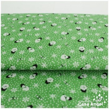 MANTEL ALGODÓN VERDE MUÑECOS DE NIEVE 160cm