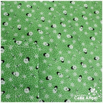 MANTEL ALGODÓN VERDE MUÑECOS DE NIEVE 160cm