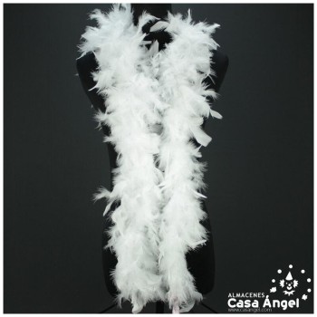 BOA DE PLUMAS BLANCA DE PAVO Y MARABÚ 190cm