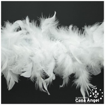 BOA DE PLUMAS BLANCA DE PAVO Y MARABÚ 190cm