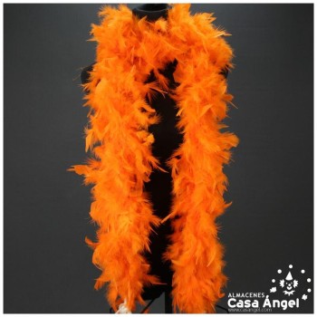 BOA DE PLUMAS NARANJA DE PAVO Y MARABÚ 190cm