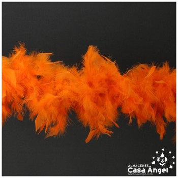 BOA DE PLUMAS NARANJA DE PAVO Y MARABÚ 190cm