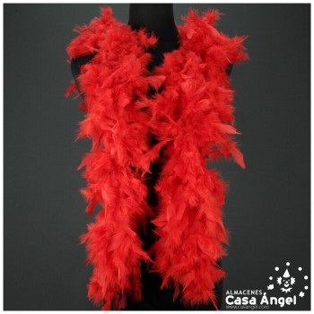 BOA DE PLUMAS ROJA DE PAVO Y MARABÚ 190cm