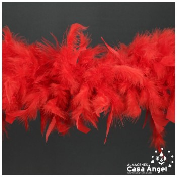 BOA DE PLUMAS ROJA DE PAVO Y MARABÚ 190cm