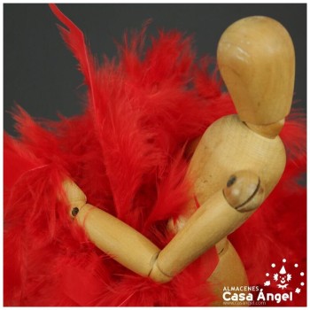 BOA DE PLUMAS ROJA DE PAVO Y MARABÚ 190cm