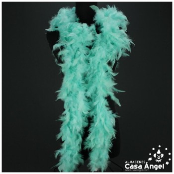 BOA DE PLUMAS VERDE AGUA DE PAVO Y MARABÚ 190cm