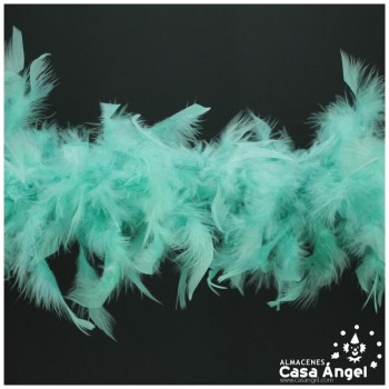 BOA DE PLUMAS VERDE AGUA DE PAVO Y MARABÚ 190cm