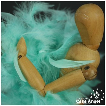 BOA DE PLUMAS VERDE AGUA DE PAVO Y MARABÚ 190cm