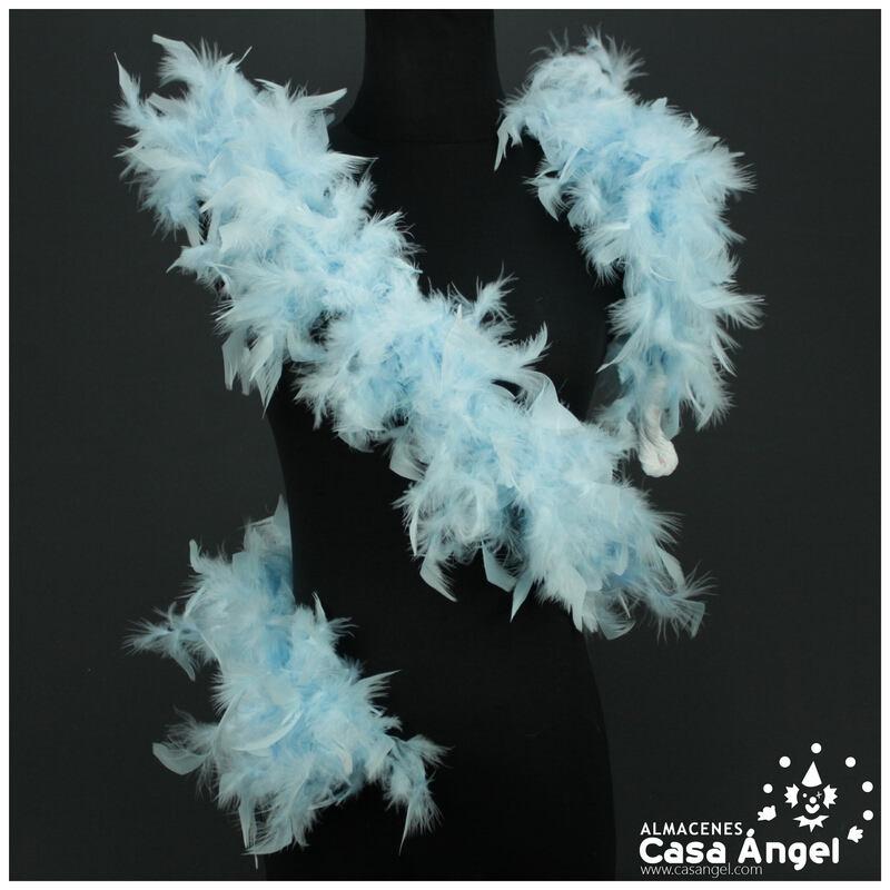 BOA DE PLUMAS CELESTE DE PAVO Y MARABÚ 190cm