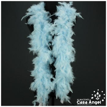 BOA DE PLUMAS CELESTE DE PAVO Y MARABÚ 190cm
