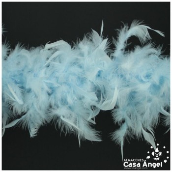 BOA DE PLUMAS CELESTE DE PAVO Y MARABÚ 190cm