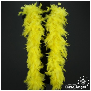 BOA DE PLUMAS AMARILLA DE PAVO Y MARABÚ 190cm