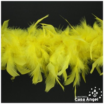 BOA DE PLUMAS AMARILLA DE PAVO Y MARABÚ 190cm