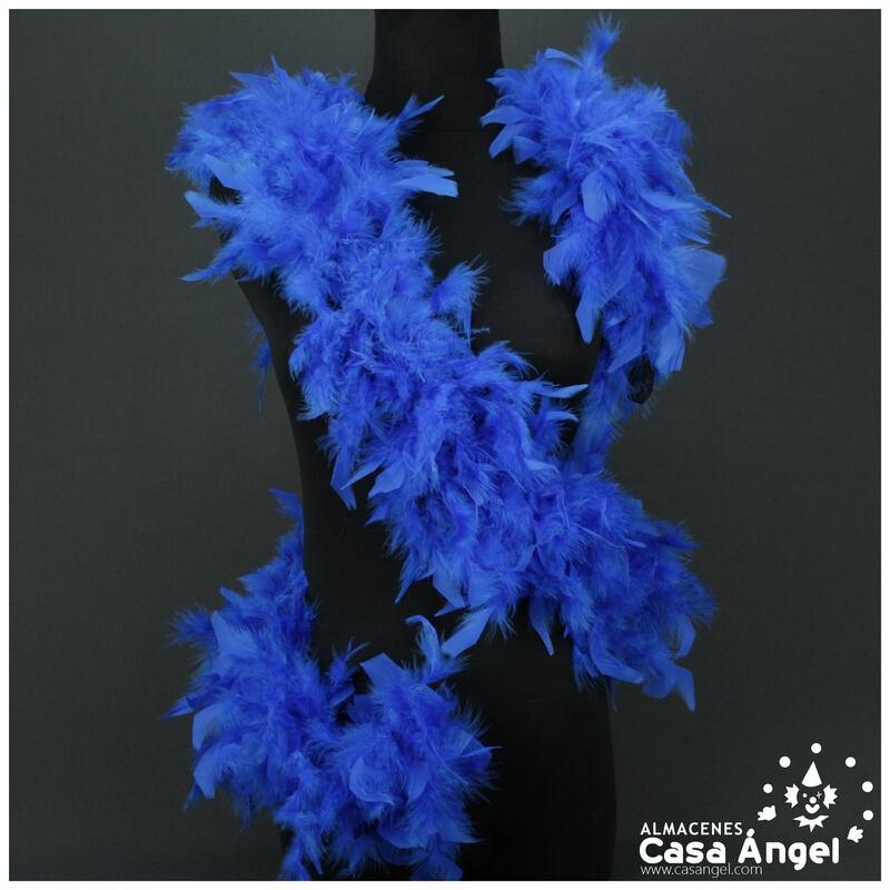 BOA DE PLUMAS AZUL DE PAVO Y MARABÚ 190cm