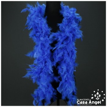 BOA DE PLUMAS AZUL DE PAVO Y MARABÚ 190cm
