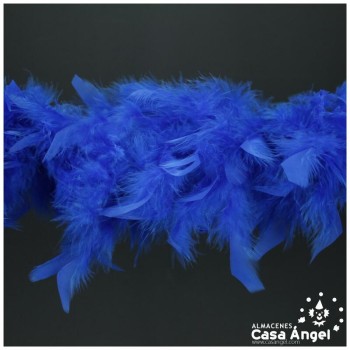 BOA DE PLUMAS AZUL DE PAVO Y MARABÚ 190cm