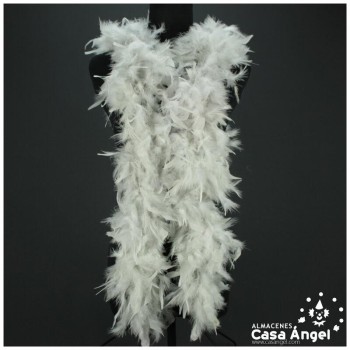 BOA DE PLUMAS GRIS DE PAVO Y MARABÚ 190cm