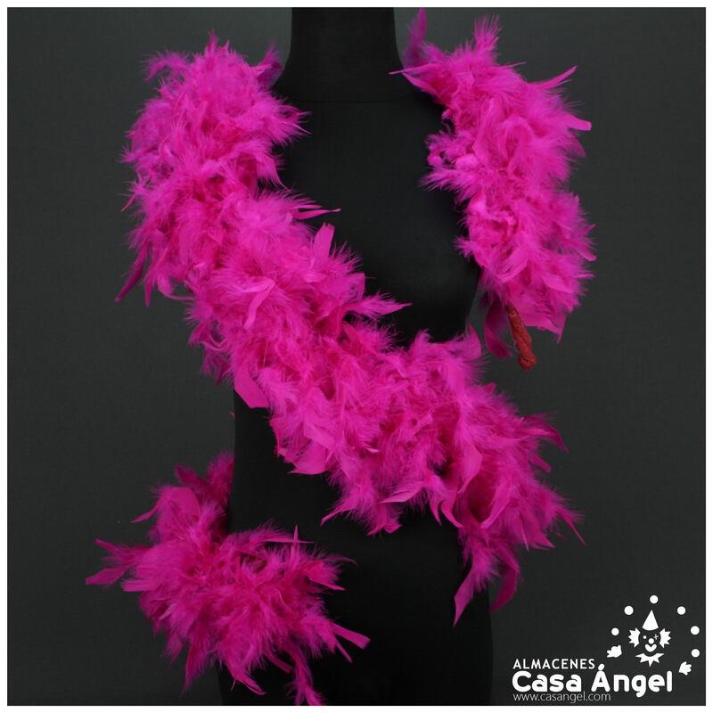 BOA DE PLUMAS FUCSIA DE PAVO Y MARABÚ 190cm