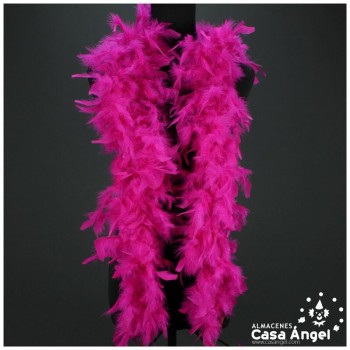 BOA DE PLUMAS FUCSIA DE PAVO Y MARABÚ 190cm